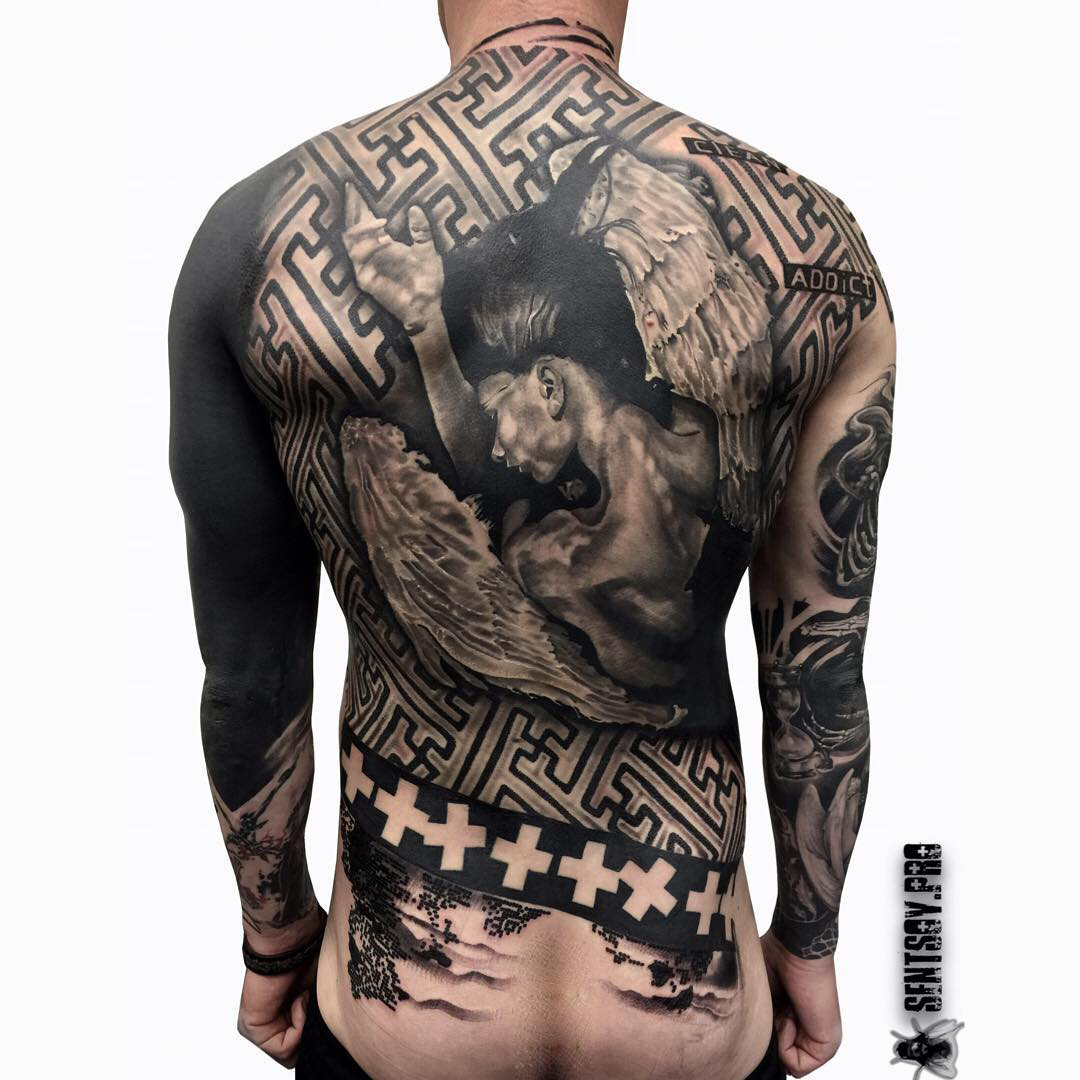 Кроп-топ сетка с эффектом тату Tatoo 4103/07 black tattoo (черный)