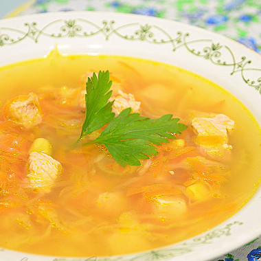 Рецепт Куриный суп с овощами и сметаной