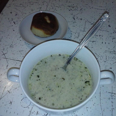 Рецепт Сырный суп-пюре с шампиньонами и зеленой фасолью