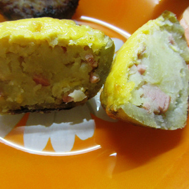 Рецепт Фаршированный картофель с плавленным сыром и копченостями