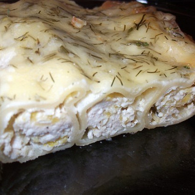 Фото рецепт Каннеллони с курицей и кабачком