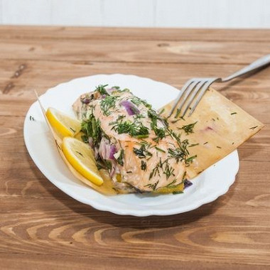 Рецепт Лосось с лимоном, запечённый в гриль-бумаге