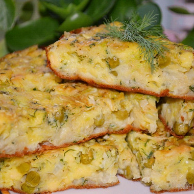 Рецепт Капустная запеканка с сыром и зеленым горошком