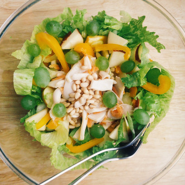 Рецепт Теплый салат с кальмаром в кокосовых сливках
