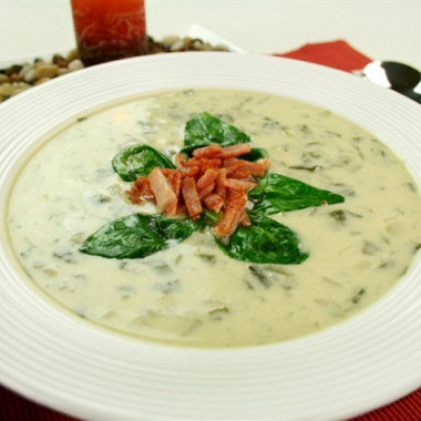 Рецепт Крем-суп из лука-порея и картофеля с беконом