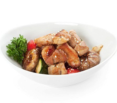 Рецепт Свинина с жареными овощами в ароматном азиатском соусе с кунжутом