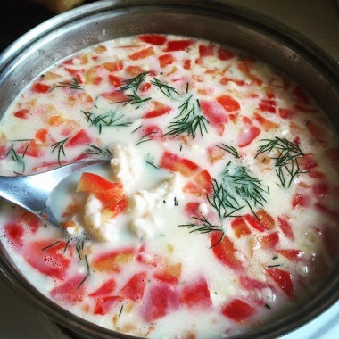 Рецепт Сырный суп с креветкой