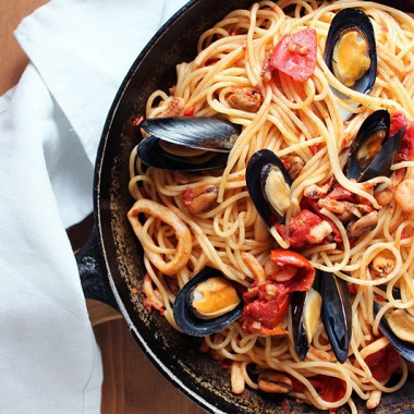 Рецепт Паста с морепродуктами и красным перцем