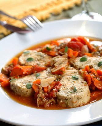 Холодная закуска из палтуса с морковью, фенхелем, лимоном и чесноком