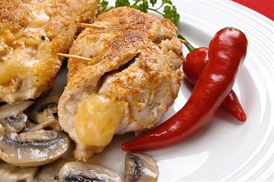 Куриные котлеты с грибами и сыром