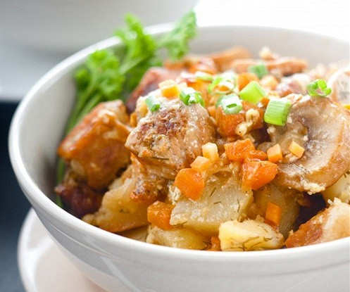 Жареный картофель с мясом по-корейски