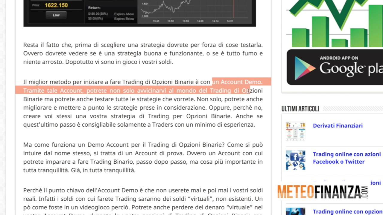 opzioni binarie conto demo android